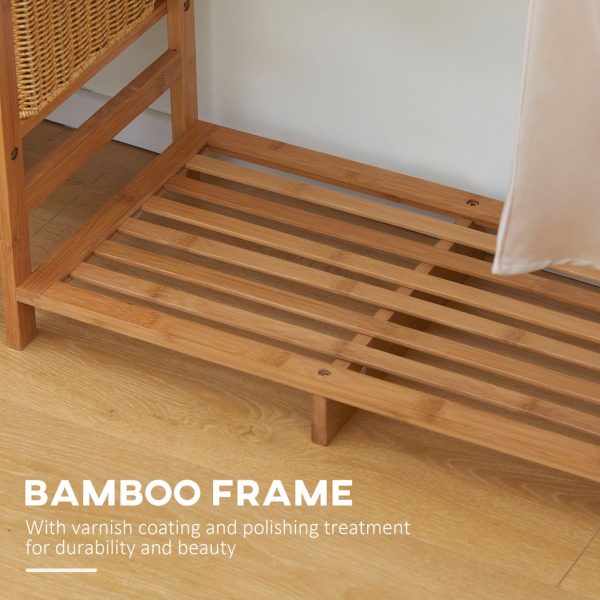 Bamboo Clothes Rail Garment Rack with 6 Tier Storage Shelf Hanging Rod - Image 5