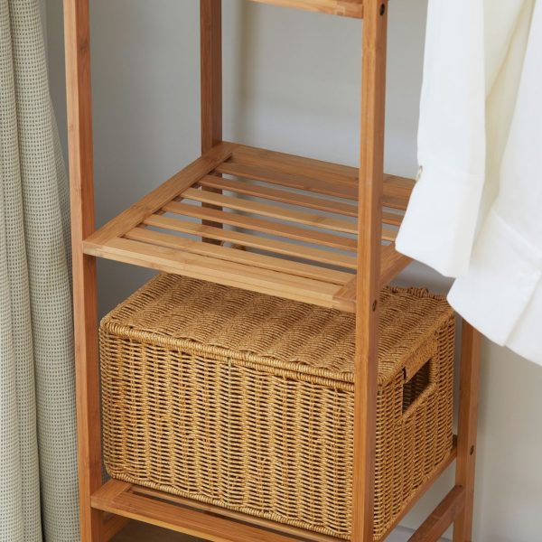Bamboo Clothes Rail Garment Rack with 6 Tier Storage Shelf Hanging Rod - Image 8