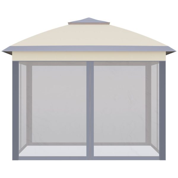Pop Up Gazebo Height Adjustable Canopy Tent w/ Carrying Bag, Beige - Image 8