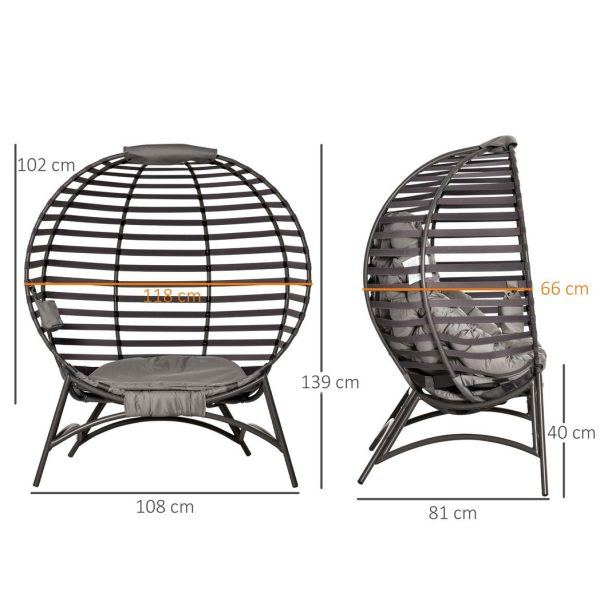 Egg Chair w/ Cushion Steel Frame and Side Pocket for Indoor Outdoor - Image 3