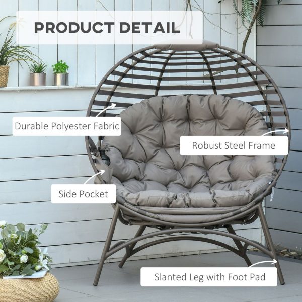 Egg Chair w/ Cushion Steel Frame and Side Pocket for Indoor Outdoor - Image 4