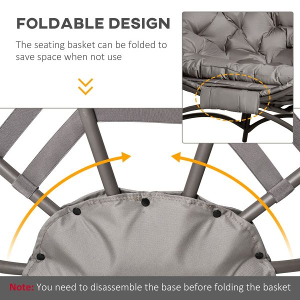 Egg Chair w/ Cushion Steel Frame and Side Pocket for Indoor Outdoor - Image 6