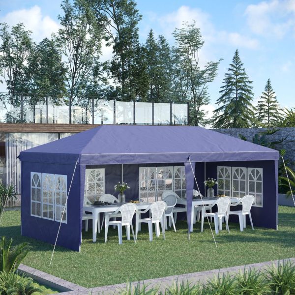 3 x 6m Heavy Duty Gazebo Marquee Party Tent with Storage Bag Blue - Image 2