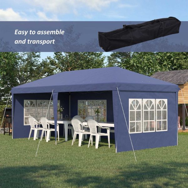 3 x 6m Heavy Duty Gazebo Marquee Party Tent with Storage Bag Blue - Image 4