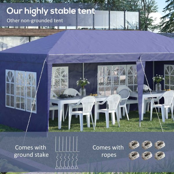 3 x 6m Heavy Duty Gazebo Marquee Party Tent with Storage Bag Blue - Image 5