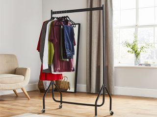 3ft Long x 5ft High Quality Heavy Duty Clothes Rail In Black Metal Construction