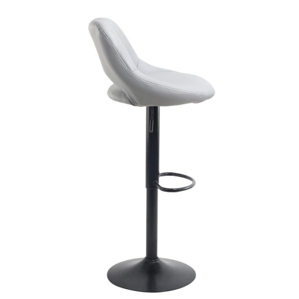 Neo Set Of Two Grey Leg Faux Leather Barstool with Matt Black Leg - Image 2