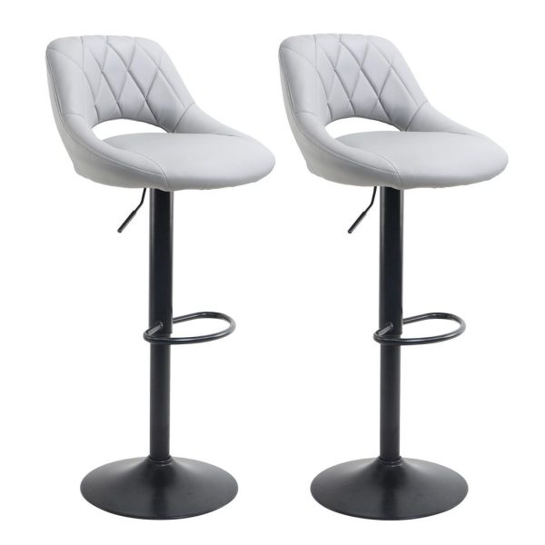 Neo Set Of Two Grey Leg Faux Leather Barstool with Matt Black Leg - Image 3