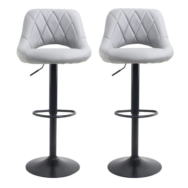 Neo Set Of Two Grey Leg Faux Leather Barstool with Matt Black Leg - Image 4