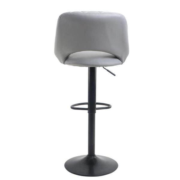 Neo Set Of Two Grey Leg Faux Leather Barstool with Matt Black Leg - Image 5