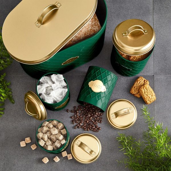 Neo Emerald Green Embossed 5 Piece Kitchen Canister Set - Image 2