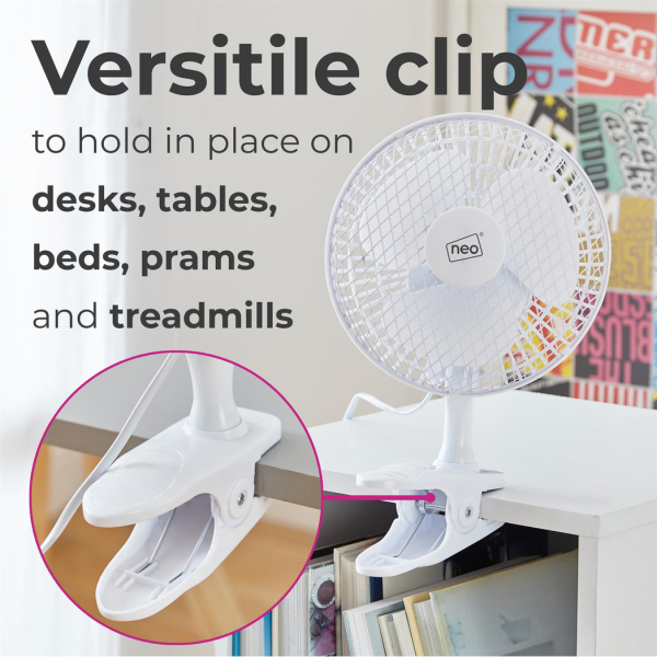 Neo Mini Clip Base Mount Desk Fan ï¿½ White - Image 2