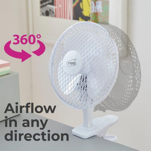 Neo Mini Clip Base Mount Desk Fan ï¿½ White - Image 6
