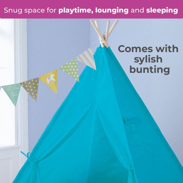Neo Blue Canvas Kids Indian Tent TeePee - Image 2