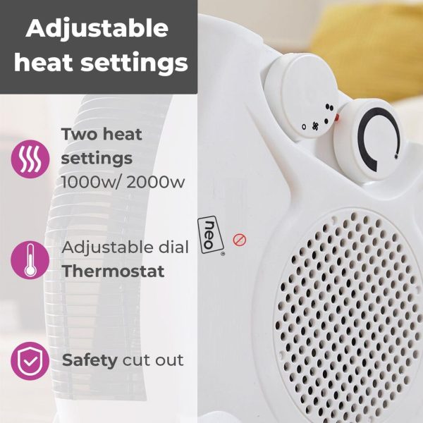 Neo White Electric Fan Heater 2000W Portable Floor or Upright - Image 4