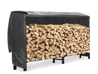 Neo 240cm Outdoor Metal Log Holder Storage Rack with Cover