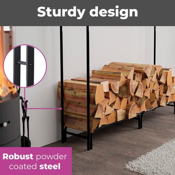 Neo 240cm Outdoor Metal Log Holder Storage Rack with Cover - Image 3
