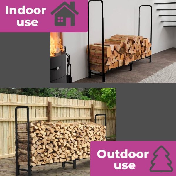 Neo 240cm Outdoor Metal Log Holder Storage Rack with Cover - Image 4