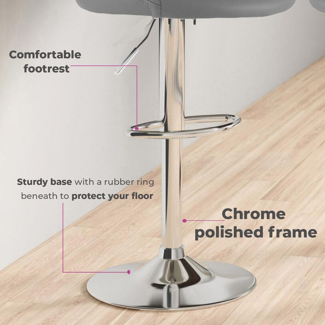 Neo Set of Two Dark Grey Leather Bar Stools - Image 3