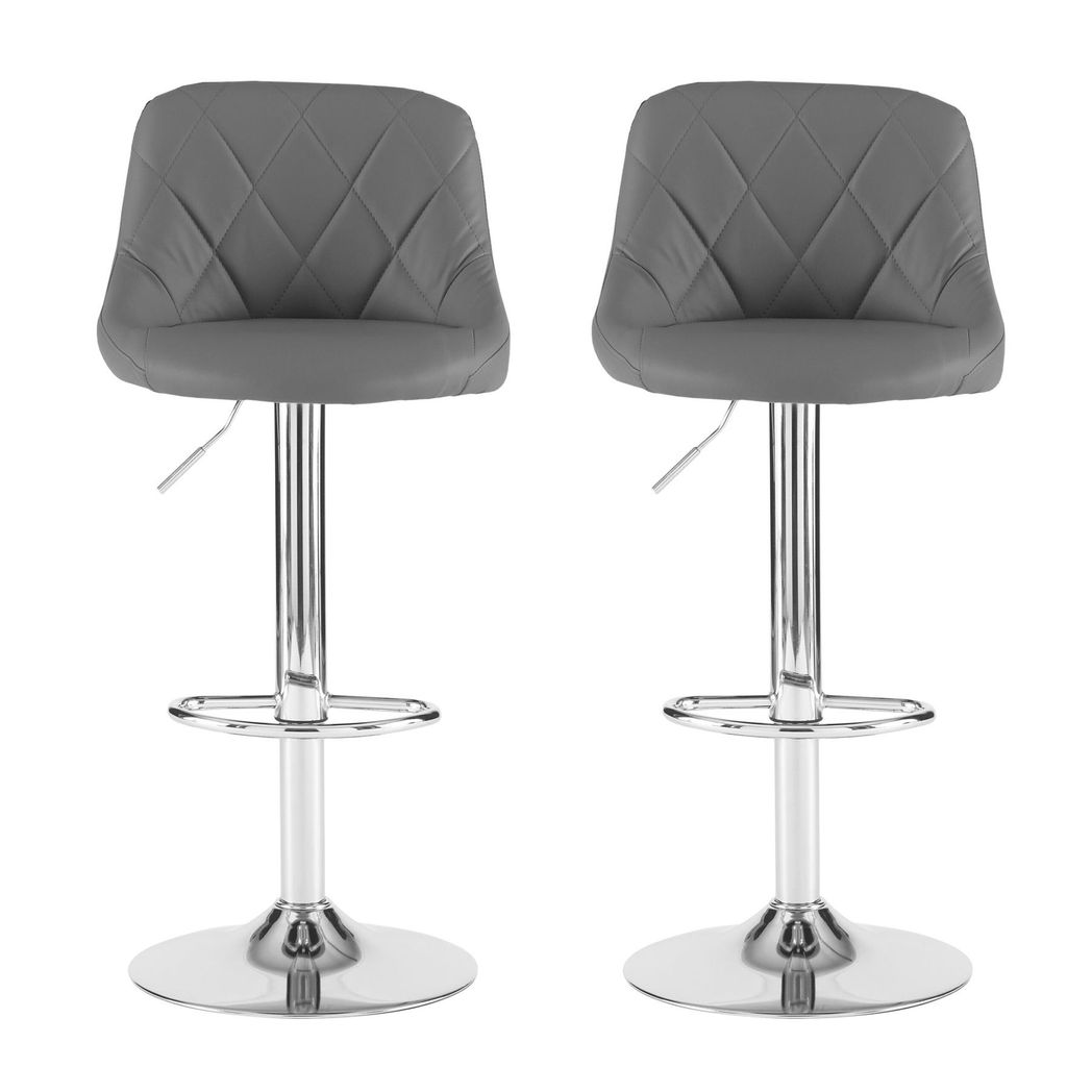 Neo Set of Two Dark Grey Leather Bar Stools - Image 5