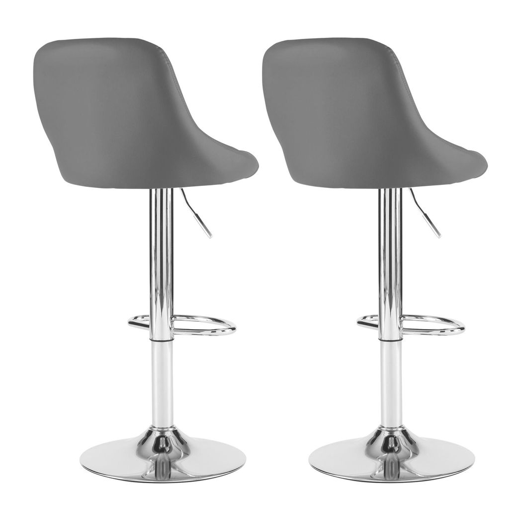 Neo Set of Two Dark Grey Leather Bar Stools - Image 7