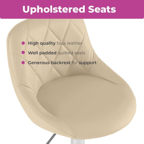 Neo Set of Two Cream Leather Bar Stools - Image 3