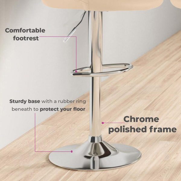 Neo Set of Two Cream Leather Bar Stools - Image 5