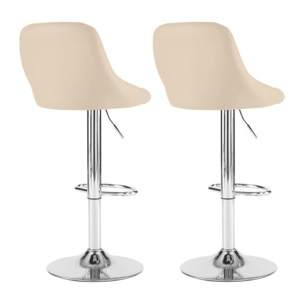Neo Set of Two Cream Leather Bar Stools - Image 7