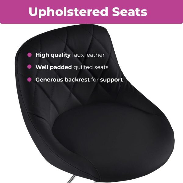 Neo Set of Two Black Leather Bar Stools - Image 5