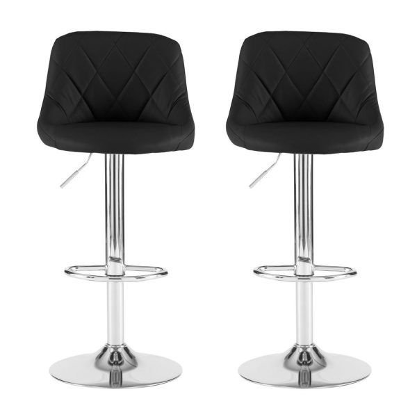 Neo Set of Two Black Leather Bar Stools - Image 6