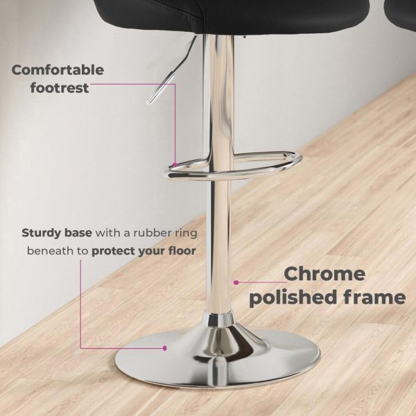 Neo Set of Two Black Leather Bar Stools - Image 7