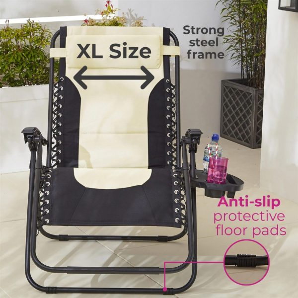 Neo Pair of Outdoor Zero Gravity XL Sun Loungers ï¿½ Cream - Image 4