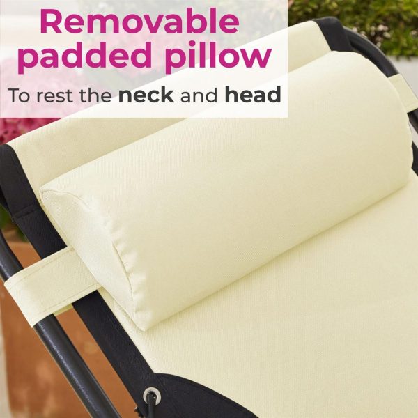 Neo Pair of Outdoor Zero Gravity XL Sun Loungers ï¿½ Cream - Image 6