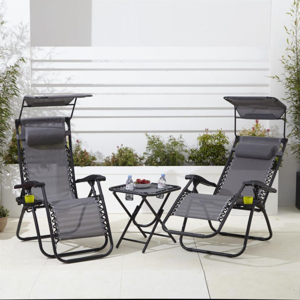Neo Grey Folding Portable Zero Gravity Chairs and Table Set - Image 3