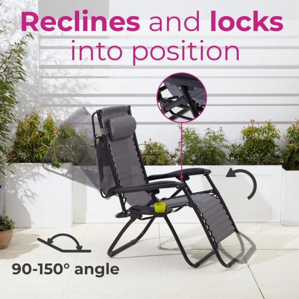 Neo Grey Folding Portable Zero Gravity Chairs and Table Set - Image 5