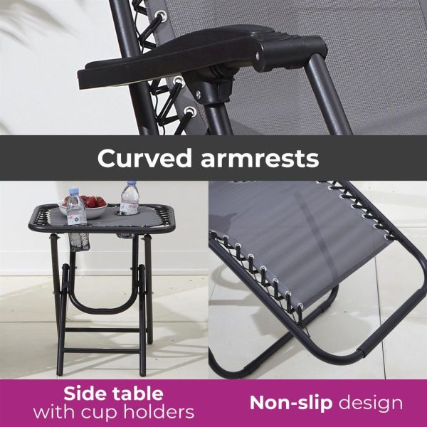 Neo Grey Folding Portable Zero Gravity Chairs and Table Set - Image 6