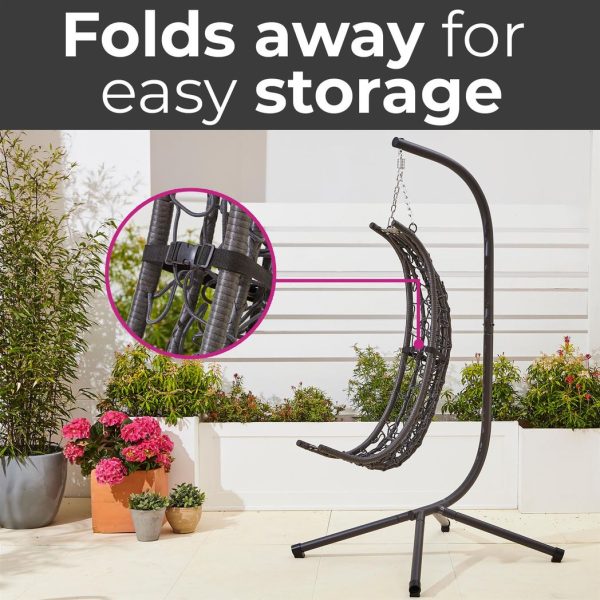 Neo Grey Garden Swing Hanging Egg Chair With Cushions - Image 4