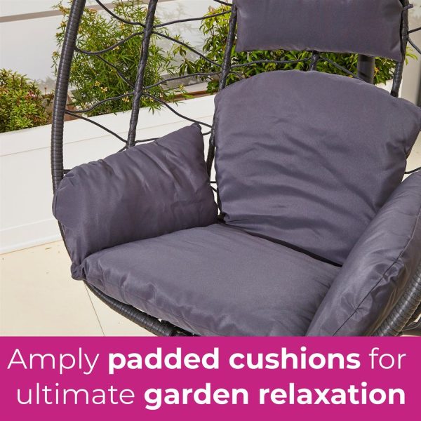 Neo Grey Garden Swing Hanging Egg Chair With Cushions - Image 5