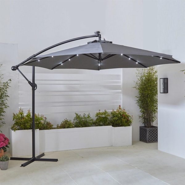Neo 3M Grey Outdoor Freestanding Parasol with Led Lights - Image 3