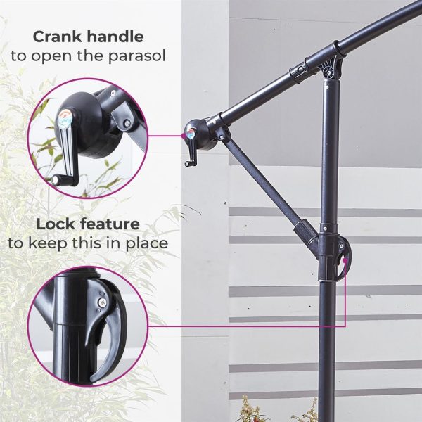 Neo 3M Grey Outdoor Freestanding Parasol with Led Lights - Image 5