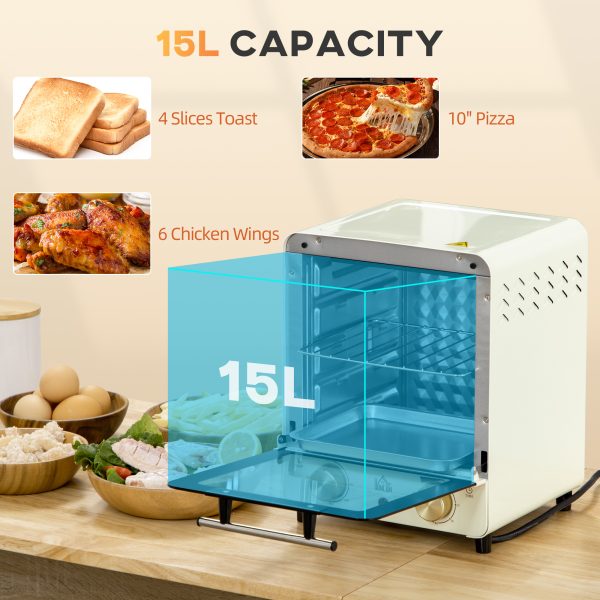 HOMCOM Convection Mini Oven Toaster Oven with Baking Tray Wire Rack Crumb Tray - Image 4