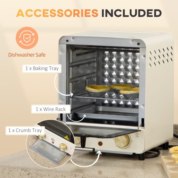 HOMCOM Convection Mini Oven Toaster Oven with Baking Tray Wire Rack Crumb Tray - Image 6