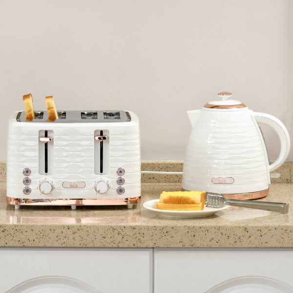 HOMCOM Kettle and Toaster Set 1.7L Rapid Boil Kettle & 4 Slice Toaster White - Image 7