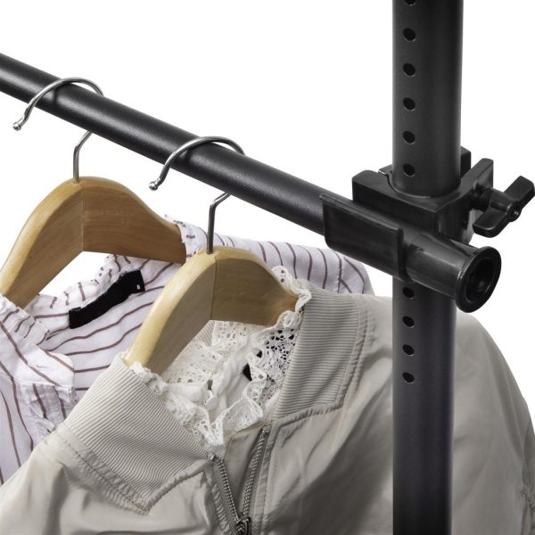 Double Black Telescopic Wardrobe Organiser Hanging Rail Clothes Rack Adjustable Storage Shelving - Image 4