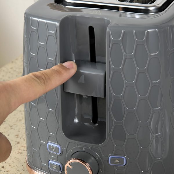 HOMCOM Kettle and Toaster Set 1.7L Fast Boil Kettle & 2 Slice Toaster Set Grey - Image 4