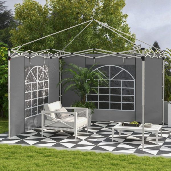 Outsunny 3x3(m) or 3x6m Pop Up Gazebo Side Panels Replacement, 2 Pack, Grey - Image 2