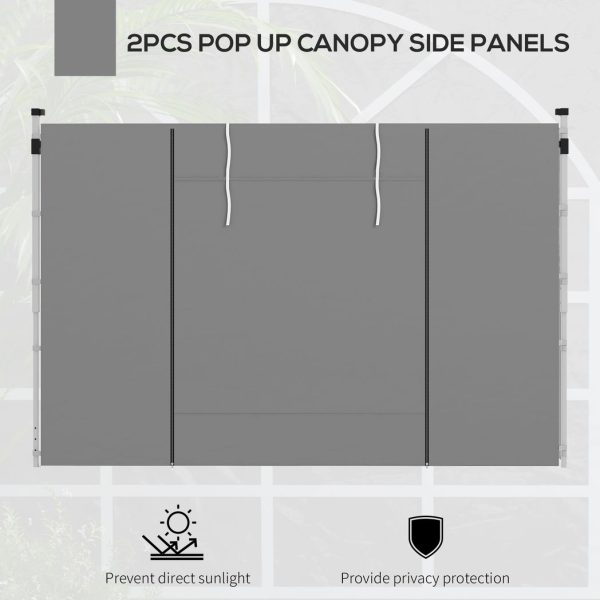 Outsunny 3x3(m) or 3x6m Pop Up Gazebo Side Panels Replacement, 2 Pack, Grey - Image 3