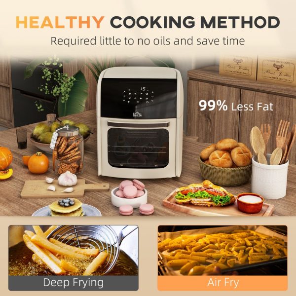 HOMCOM 12L Air Fryer Oven with 8 Preset Modes Rapid Air Circulation 1800W White - Image 6