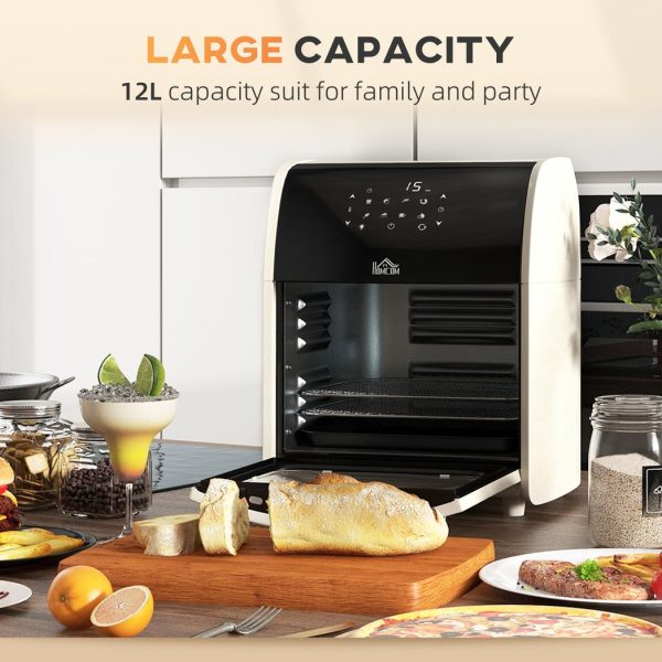 HOMCOM 12L Air Fryer Oven with 8 Preset Modes Rapid Air Circulation 1800W White - Image 8