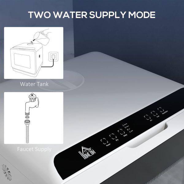 HOMCOM Table Top Dishwasher w/ 4 Place Settings 6 Programmes Fruit Wash Mode - Image 6